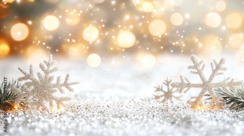 Aufkleber magic holiday background featuring sparkling snowflakes and bokeh lights creating a festive atmosphe