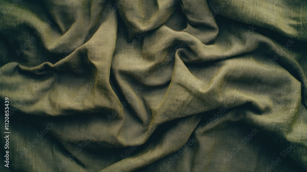 Poster khaki textured fabric with elegant folds creating a rich background for design projects and textile 