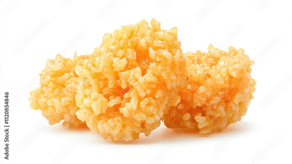 Poster crispy rice snacks arranged in a cluster isolated on a clean white background ideal for culinary and