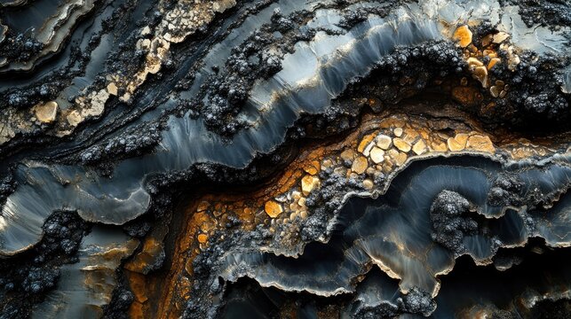 Abstract patterns of mineral layers showcasing coal tantalum nickel cobalt and lithium mineralization in natural rock formations