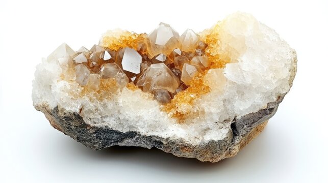 Macro mineral specimen of Drusus quartz with sphalerite crystals on a white background showcasing detailed textures and colors.