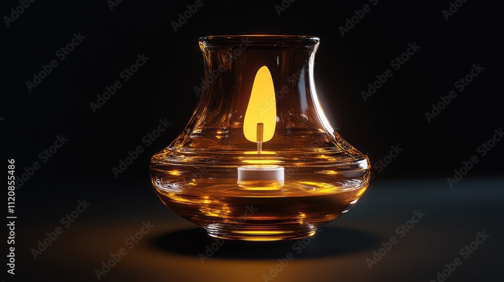 Poster vintage kerosene lamp illuminated against a dark background creating a warm and nostalgic atmosphere