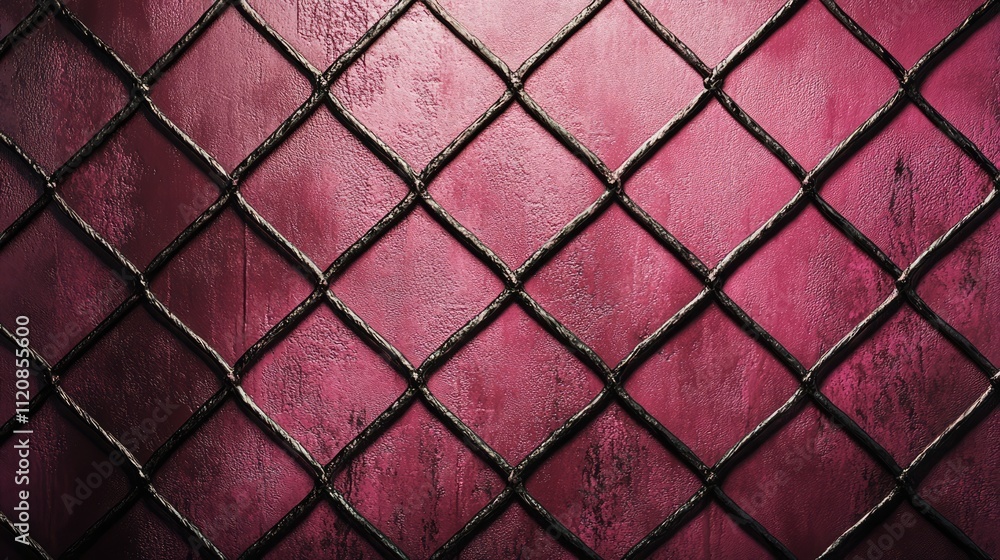 Poster iron mesh pattern against a dark pink textured wall creating a visually striking wallpaper design su