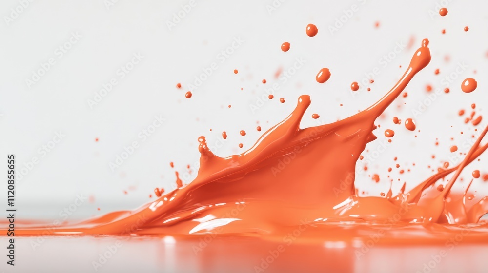 Poster orange paint splash on a white background creating dynamic visual effects and artistic impressions f