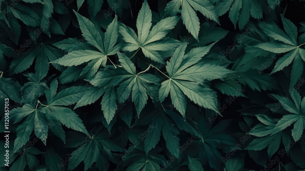 Poster lush green maple leaves creating a vibrant natural background showcasing the beauty of foliage in a 