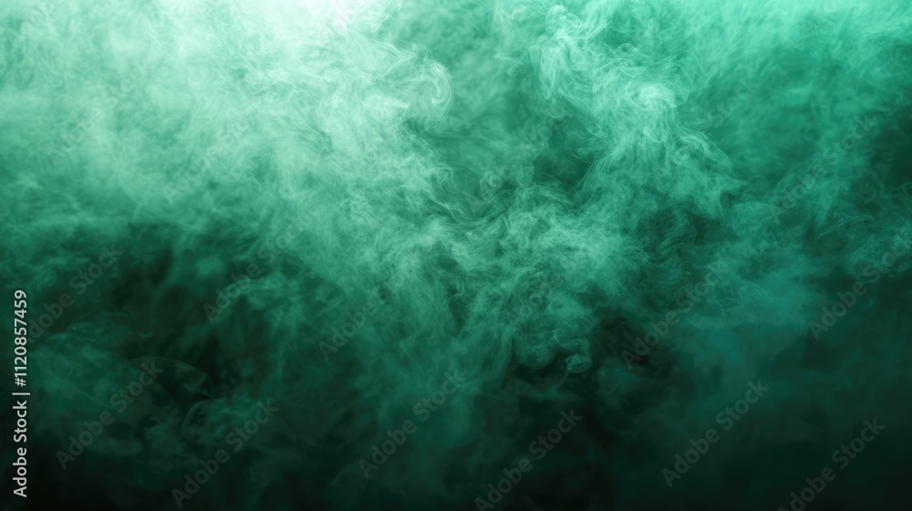 Poster Emerald green mist swirling background for atmospheric and abstract design projects