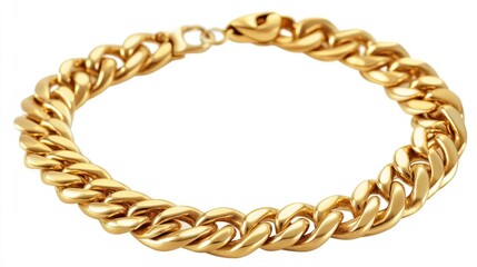 Gold necklace with a chunky link design displayed on a white background showcasing elegance and luxury in jewelry.