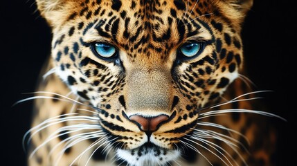 Naklejka premium Leopard in Focus with Intense Gaze Captured in the Wild during a Safari in Tanzania Natural Habitat