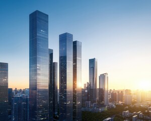 Obraz premium A cityscape with luxury towers overshadowing old neighborhoods.