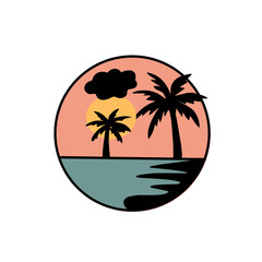 Cute hand drawn travelling round icon