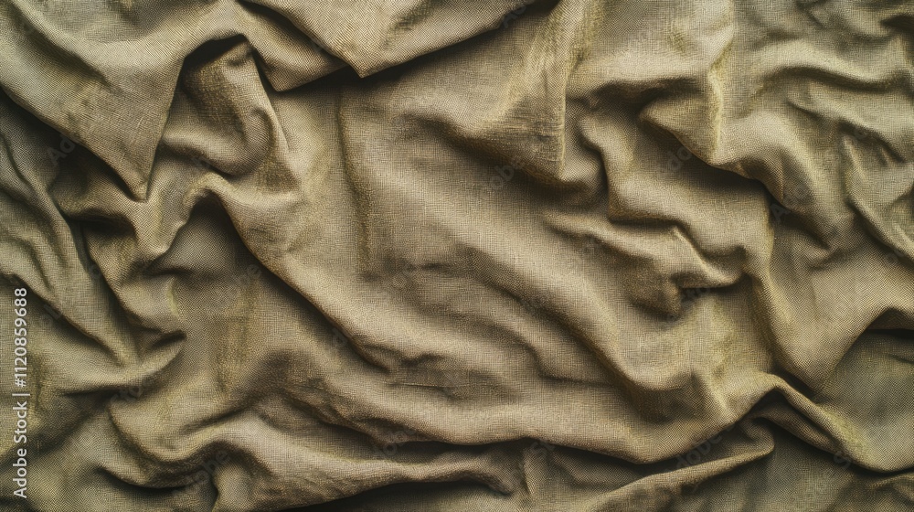 Aufkleber khaki fabric texture with intricate folds and creases ideal for background design or fabric-related 