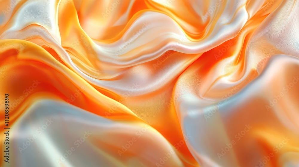 Aufkleber silk fabric texture with vibrant orange and white waves ideal for patterns and backgrounds in design