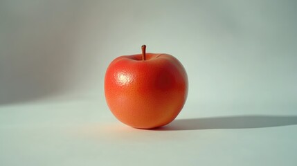 Single bright red mandarin fruit on a soft white background showcasing its smooth texture and natural sheen. Ideal for food and health themes.