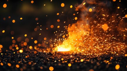 Welder creating sparks in workshop with molten metal showcasing the intense heat and vibrant glow of metalworking processes