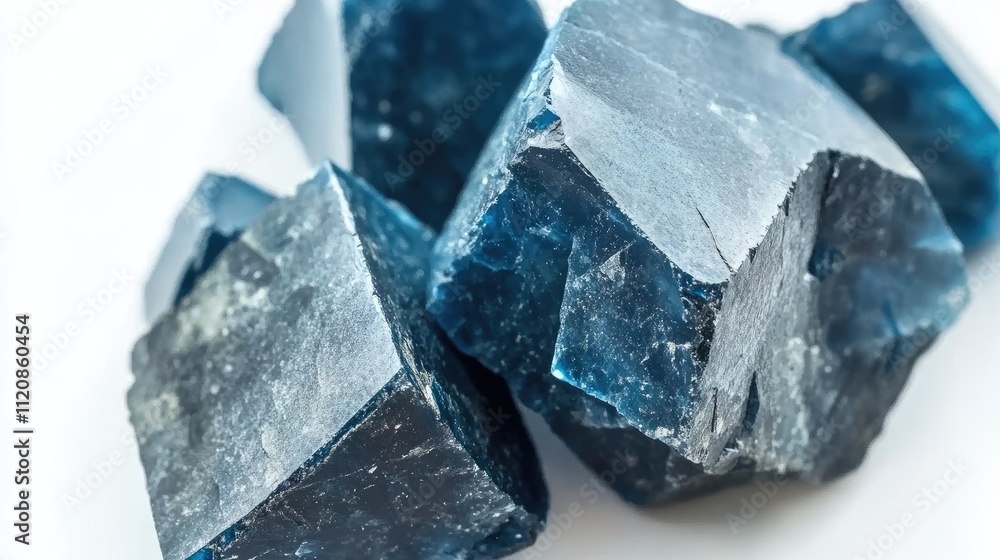 Poster cobalt calcite mineral rocks in macro detail showcasing texture and color on a white background for 
