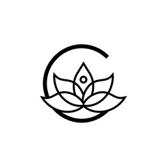 initial letter C spa and beauty meditation unique logo