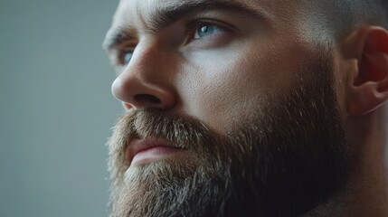 Obraz premium Professional barber trimming beard shape for a well-groomed look in a stylish barbershop setting with a focus on facial hair care.