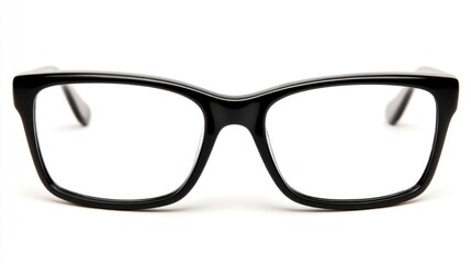 Fototapeta premium Stylish large black plastic frame eyeglasses isolated on white background for eyewear fashion and optical vision concepts
