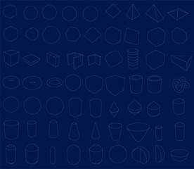 Set of geometric figures contour isolated elements. Vector icons in flat style