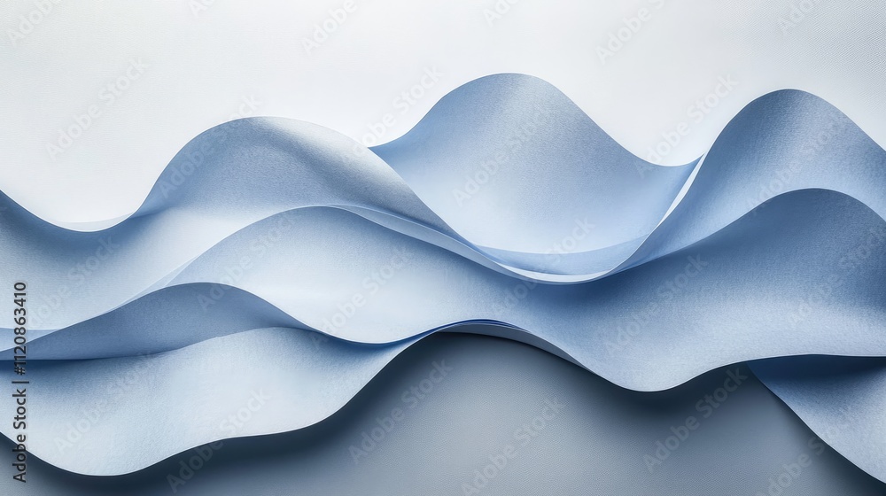 Poster minimalistic abstract blue wave pattern showcasing smooth paper textures for elegant design backgrou