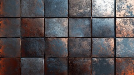 Metallic tile texture with polished and distressed finish ideal for industrial and modern design applications. Perfect for background use.