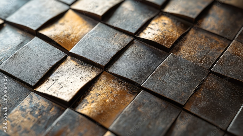 Poster textured metal tile surface with unique pattern showcasing rustic tones and intricate details for de