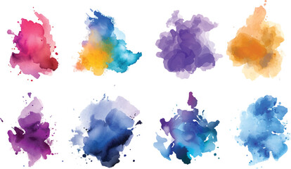 Round brush strokes vector. Painted rounds collection., Set of watercolor circles brash multicolored. watercolor on white background. 