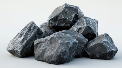 Naklejka premium Mining Process Large Rough Gray Limestone Rocks for Industry and Construction Applications