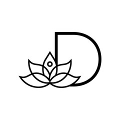 initial letter D spa and beauty meditation unique logo