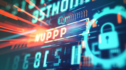 Obraz premium Close-up of computer screen with code, technology concept for software development or system patching