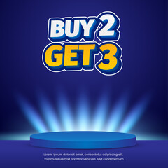 Blue and Yellow &lsquo;Buy 2 Get 3&rsquo; Promotional Banner