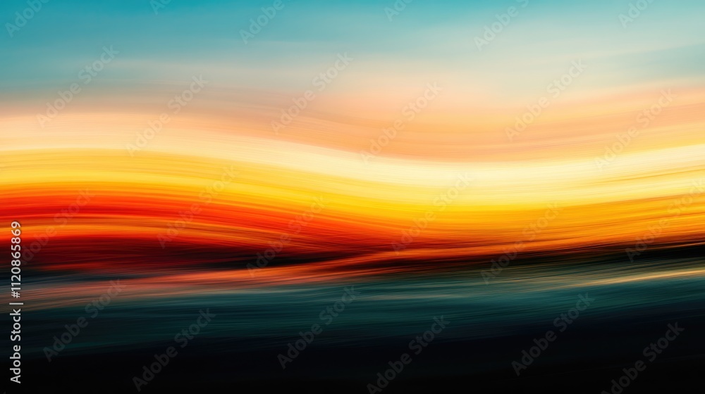 Poster motion blurred abstract sunset over a racetrack creating a golden hour atmosphere with vibrant color