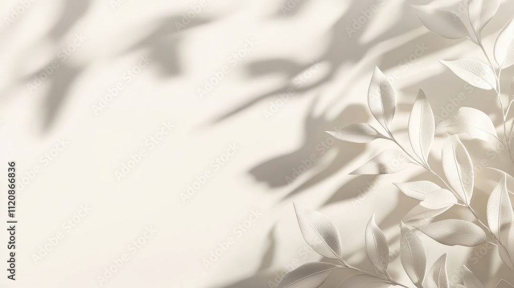 Poster minimalist botanical background with neutral tones for product presentation and promotion showcasing