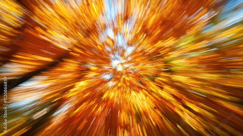 Poster motion blurred autumn foliage creating an abstract background with vibrant colors in a forest captur