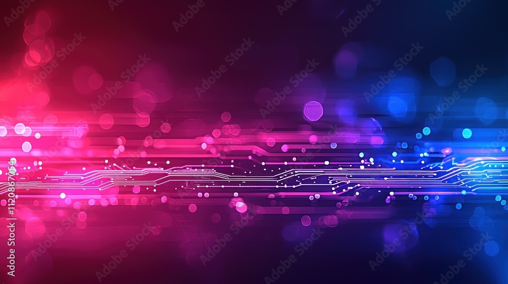 Poster abstract digital background with vibrant colors and flowing lines representing technology.