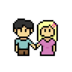 Fototapeta premium boy girl couple pixel art