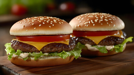 Juicy Cheeseburger Duo - A Mouthwatering Culinary Delight