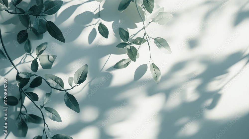Poster minimalistic blurred foliage shadows creating a serene bokeh effect on a light background perfect fo