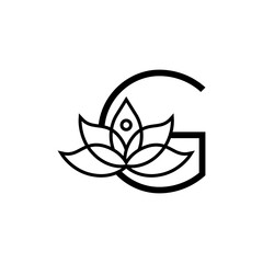 initial letter G spa and beauty meditation unique logo