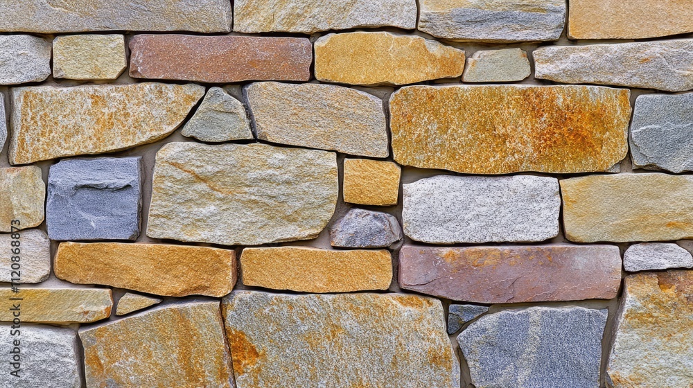 Poster textured stone wall background featuring varied colors and shapes creating a rustic and natural appe