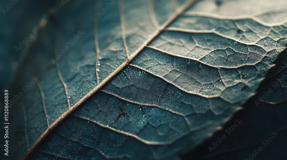 Aufkleber detailed close-up of leaf surface texture highlighting veins and natural patterns in a macro photogr