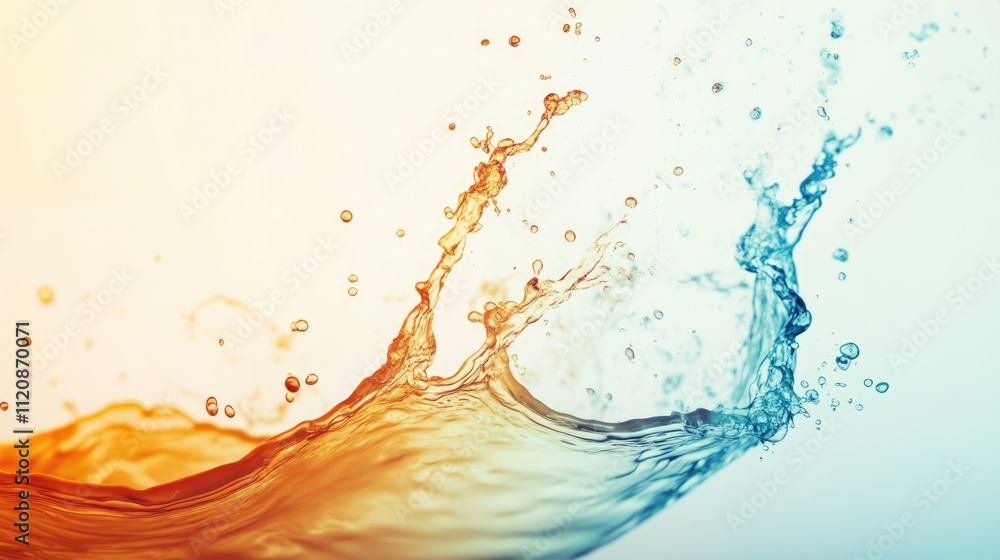 Aufkleber colorful water splash blending orange and blue tones creating a dynamic and refreshing visual effect
