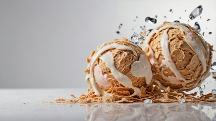 Set of tasty ice-cream on white background