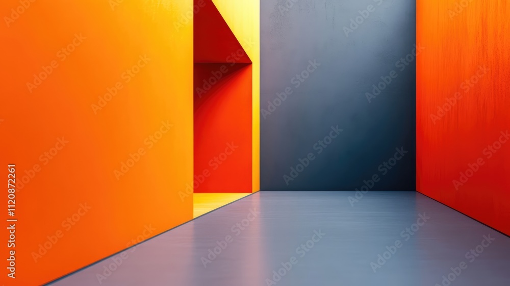 Aufkleber minimalist abstract orange and gray interior design with empty space ideal for text placement and cr