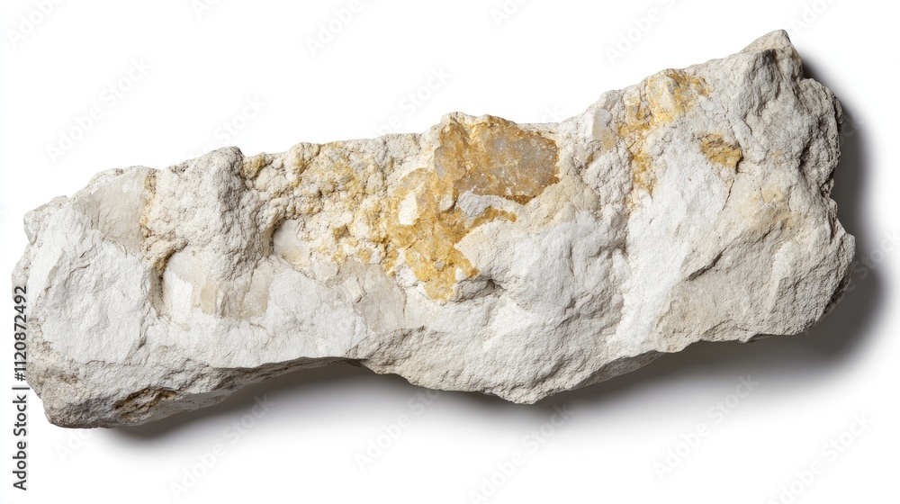 Poster natural limestone rock with unique texture and color isolated on white background for geological and