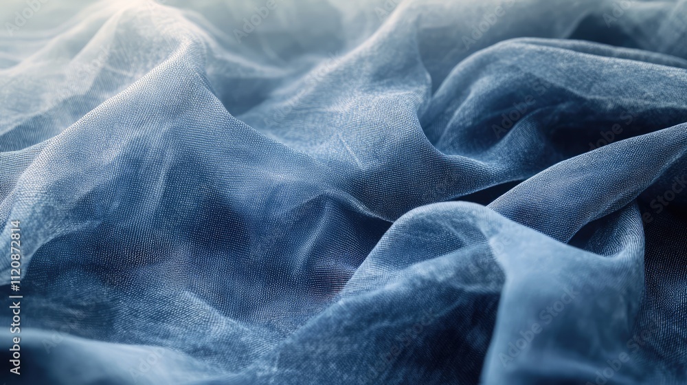 Poster soft blue translucent fabric texture for background design with ethereal layers and gentle hues crea