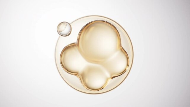 Biological golden molecule with bubble background, 3d rendering.