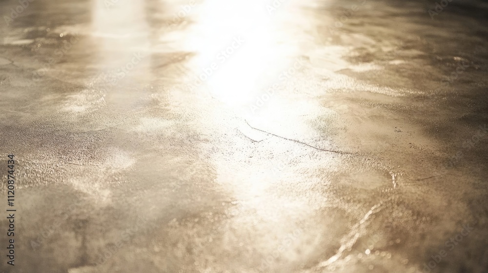 Poster glossy seamless floor surface with self-leveling plaster reflecting light in a modern interior setti