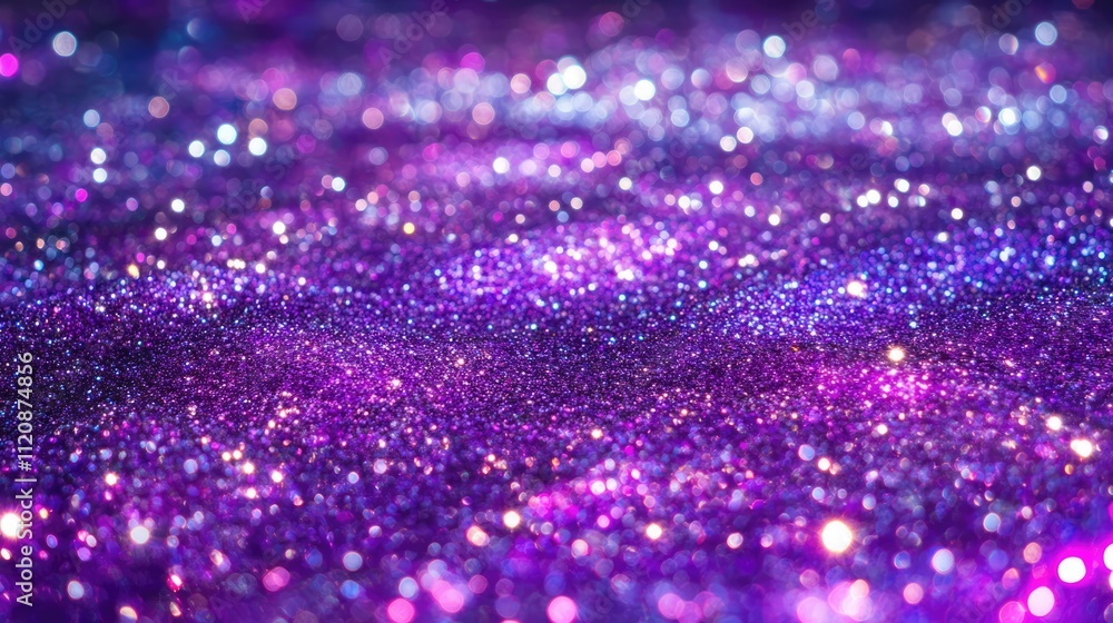 Poster glittering purple violet background with sparkling reflections and soft luminous lights creating a v
