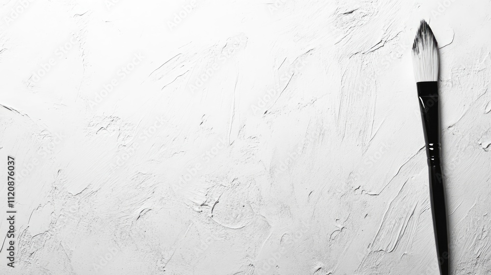 Poster paintbrush with white paint on textured background for artistic projects and creativity concepts wit
